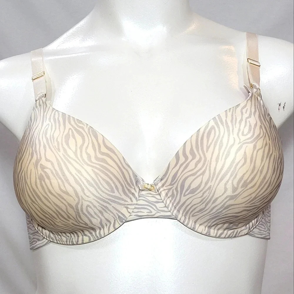 34DD Vanity Fair 75345 Beauty Back Full Coverage UW Bra Gray Zebra NWT - Picture 1 of 3